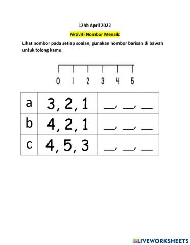 Nombor menaik (1 hingga 5)