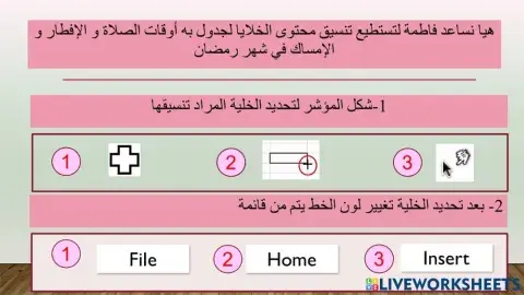 اكسل تنسيق المحتوى