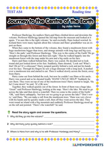 Reading: Jorney To The Centre Of The Earth