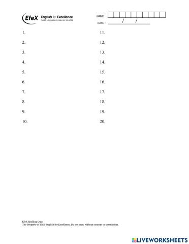 IE 4D Spelling Quiz 1