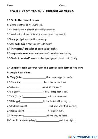 Past Simple Irregular 2