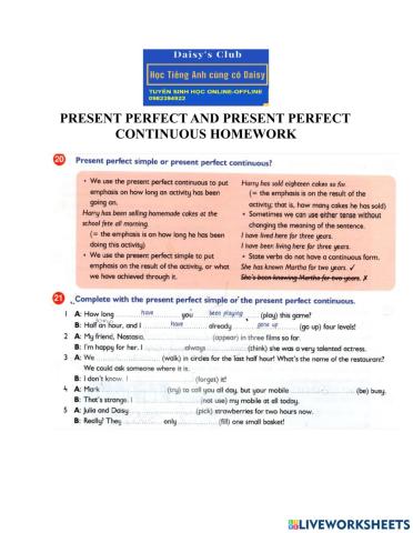 Present perfect or present perfect continuous
