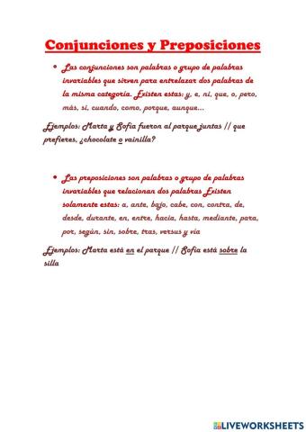 Conjunciones y Preposiciones