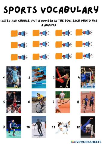 Sports vocabulary listening