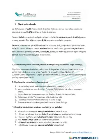 Tilde diacrítica y palabras confusas