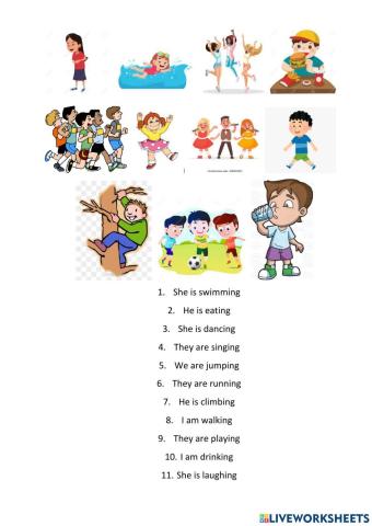 Present continious action verbs