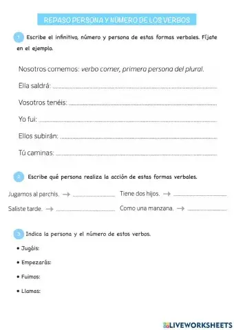 Número y persona de los verbos