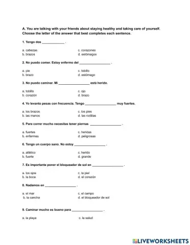 Partes del cuerpo y doler