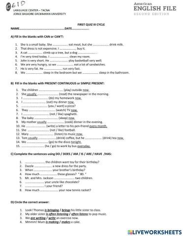 First quiz iii cycle