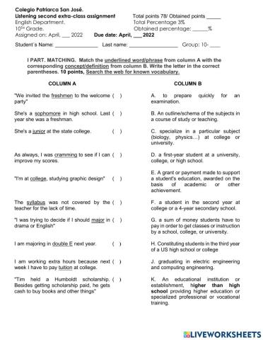 10th 2 EXTRA-CLASS ASSIGNMENT. 