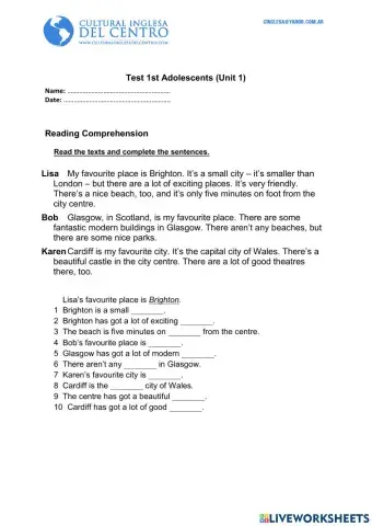 Test Unit 1 (1st Adol-English Plus 1)