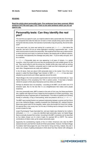 Test i (units 1&2) 5th adults