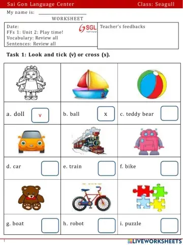 FFs1: Unit 2: Play time!