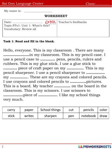 FFs1: Unit 1: What's this