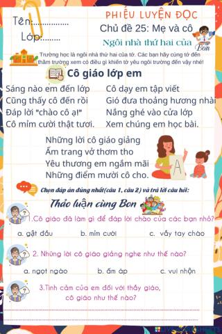 Phiếu đọc tuần 25