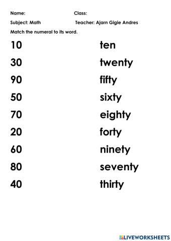 Number names by 10s