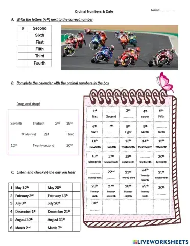Ordinal numbers and date