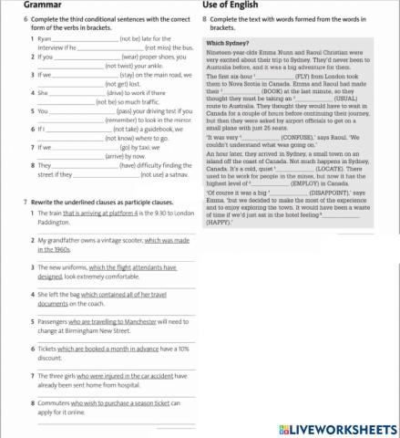 Participle clauses, 3rd conditional