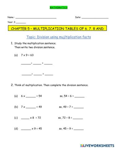 Division using multiplication facts 2