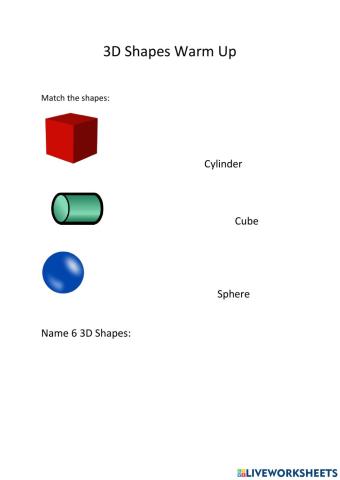 3D Shapes Warm Up