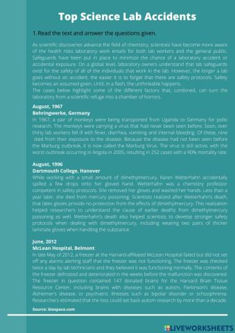 Reading Lab Accidents