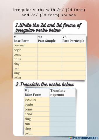 Irregular verbs