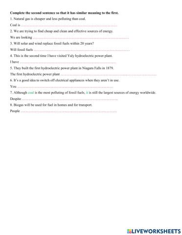 Grade 7 rewrite sentences