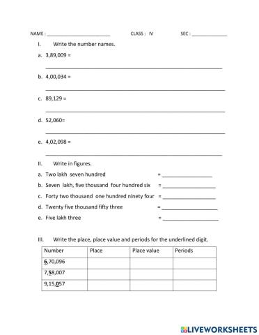 Class 4 - large numbers