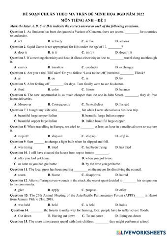 Bộ đề 2- đề số 1- tn2022