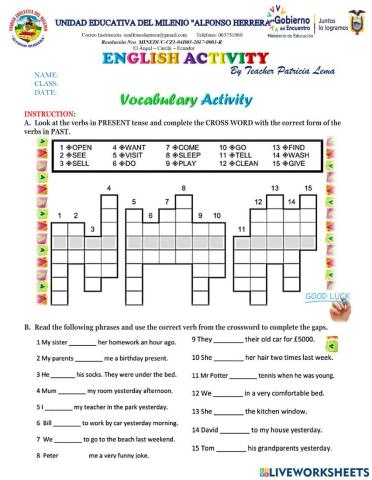 Past Tense Crossword