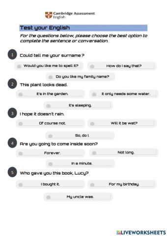 English Test Evaluation B1