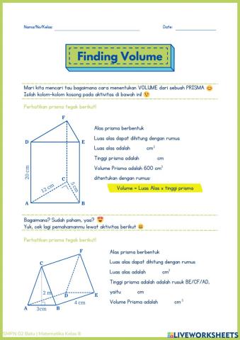 Finding Volume of Prisms