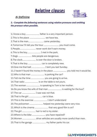 Defining and non-defining Relative clauses