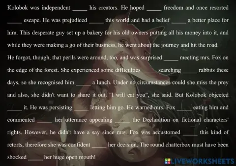 Kolobok and Dependent prepositions