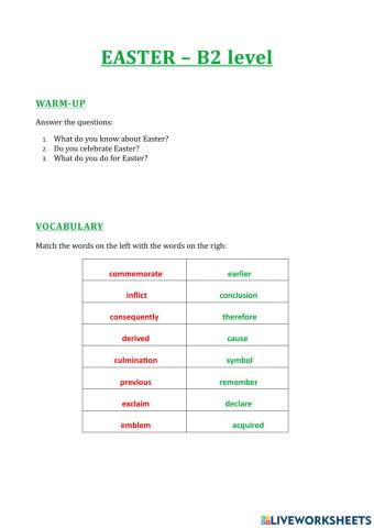 Easter - reading + quiz - C1