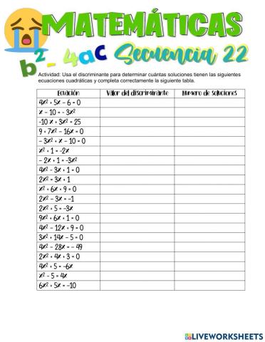 Ecuaciones cuadráticas 3