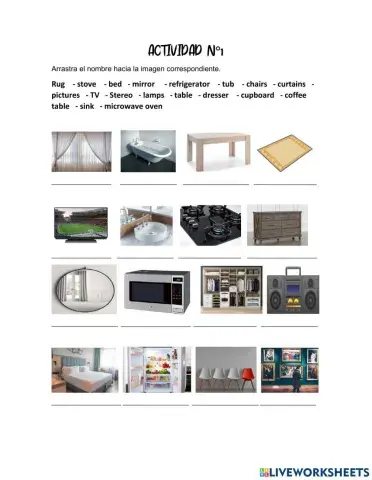 Objetos de la casa en ingles