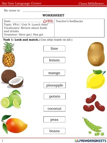 FFs1: Unit 9: Lunch time!