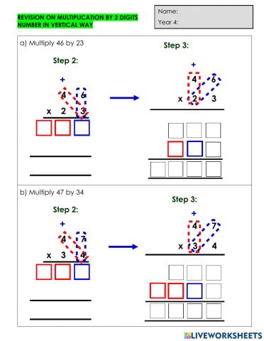 Green revision Multiply by 2 digits number in vertical way