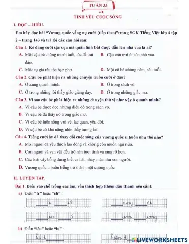 Tiếng Việt 4 - Tuần 33