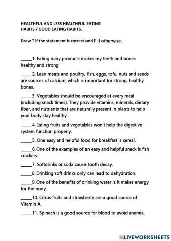 Healthy food and habits