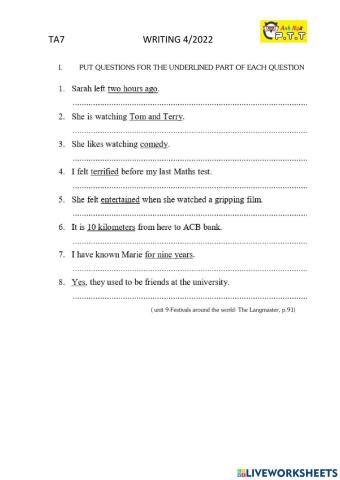 Ta7- writing semester 2. 2022