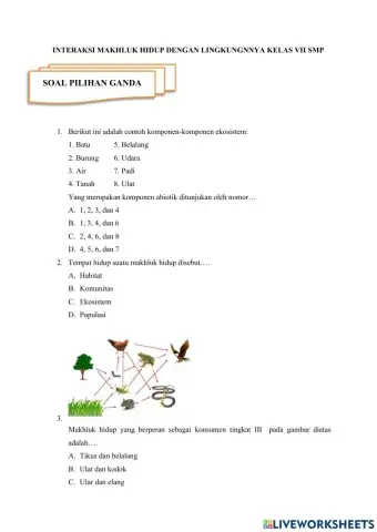 Soal interaksi makhluk hidup dengan lingkungan