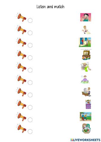 Listen and match daily activities3 evening