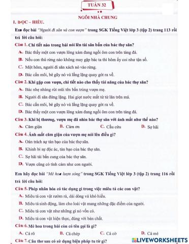 Tiếng Việt 3 - Tuần 32