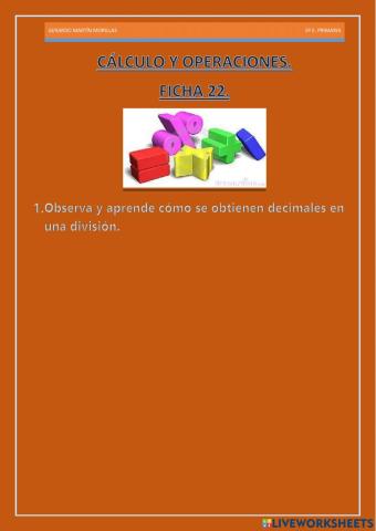 Cálculo y operaciones. Ficha 22.