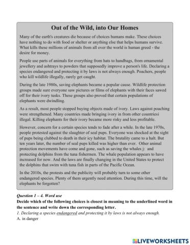 Out of the Wild, into Our Homes - Basic Reading page 45