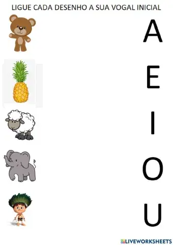 Jogo ligar vogais as imagens