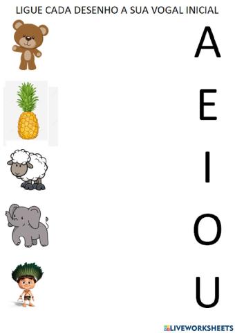 Jogo ligar vogais as imagens