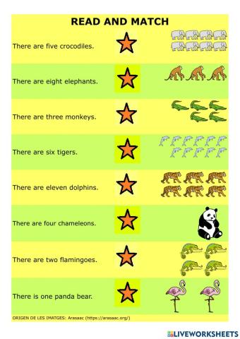 Numbers and animals-reading 3